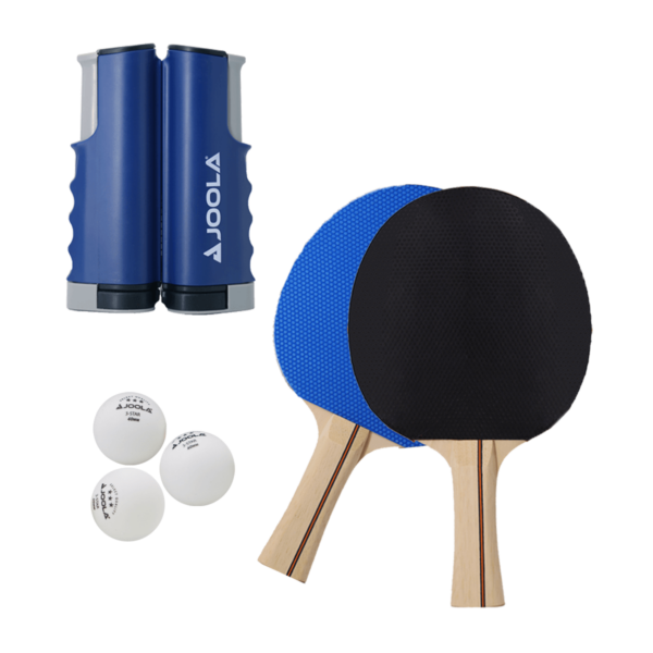 White Background Image: JOOLA Essentials Variant Complete Table Tennis Set (includes Retractable Net, 2 Rackets & 3 Balls)