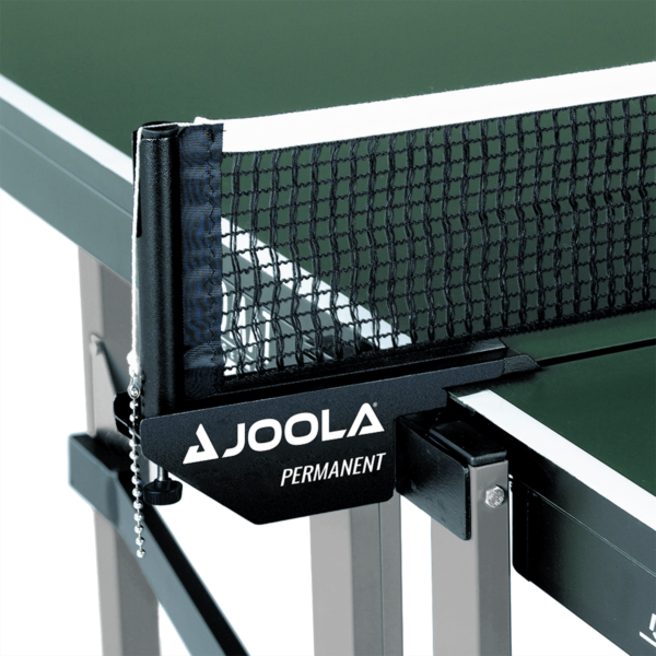 Image: Closeup of the JOOLA Permanent Net attached to a table tennis table