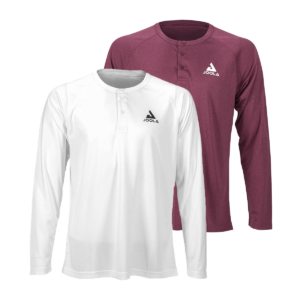White Background Image: Front of the JOOLA Propel Longsleeved Henley in White, Burgundy