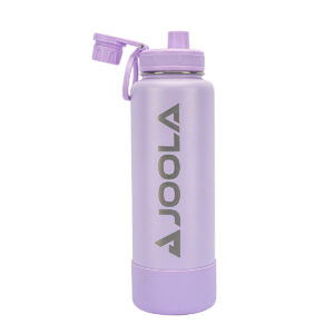 Product image of the purple JOOLA Water Bottle from a straight-on upright view with screw-on mouth-piece cover off
