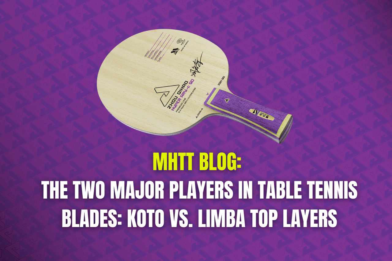 Koto vs. Limba Table Tennis Blades with picture of the Zhou Qihao Blade